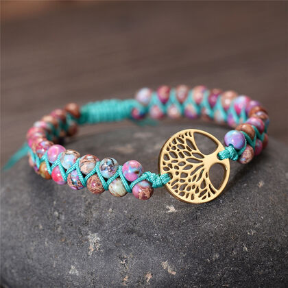 Handmade Woven Friendship Bracelet — Joshua Tree Rock & Lotus