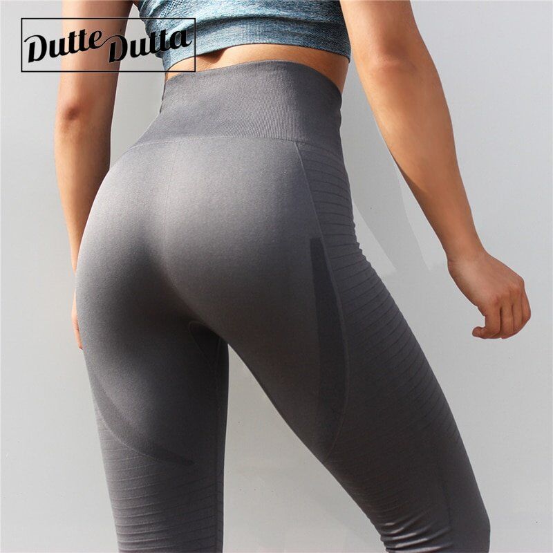 Seamless Leggings Yoga Pants with High Waist And Ribbed Pattern I’m